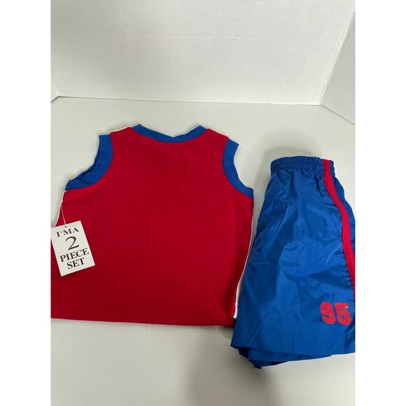 NEW Reebok Matching Set Tank Top Shorts Blue Red Size 12 Months - Picture 6 of 6